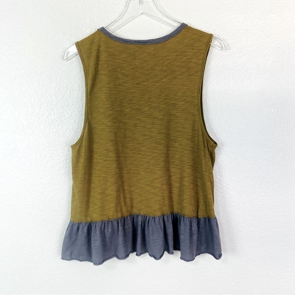 Chaser Color Block Ruffle Hem Cotton Tank Size S - Picture 3 of 8